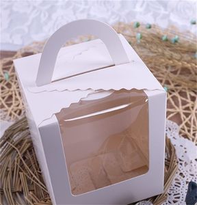gıda ambalaj malzemeleri toptan satış-Tek Cupcake Muffin Kutuları Kek Kağıt Paket Kılıfı Temizle Pencere Gıda Depolama Snacks Doğum Günü Partisi Kaynağı ZX F2