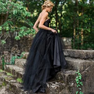 Twee stukken zwarte gotische trouwjurken een lijn sweetheart vintage informele sexy bruidsjurken gekleurde op maat gemaakte huwelijk jurk
