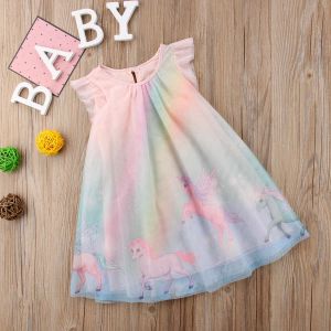 Wholesale rainbow kids summer clothing for sale - Group buy Rainbow Tulle Baby Rompers Dress girls clothing Summer beach dress cute baby Spring Pink cloth kids vintage dresses Little Girl cm cm