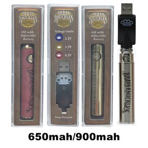 Brass Knuckles Vape Pen Battery mAh mAh Variable Voltage Preheat Thread Battery Thick Oil Cartridge Batteries Dab With USB Charger