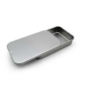 metal slayt teneke toptan satış-Beyaz Sürgülü Kalay Kutusu Nane Ambalaj Kutusu Gıda Konteyner Kutuları Küçük Metal Kılıf Boyutu x50x15mm GWD3285