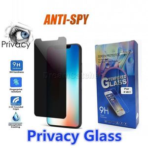 Anti Spy Prywatność Szkło dla iPhone Pro Max XR XS Plus Screen Protector Prywatność Szkło hartowane dla s Plus XS Max z pudełkiem detalicznym