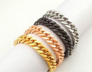 Wholesale sports day party resale online - Gold Plated Stainless Steel Bracelets Curb Cuban Chain Mens Jewellery Fashion quot long mm wide