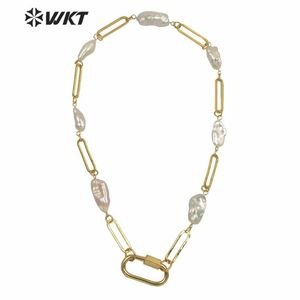 WT JN133 Exclusive Design Link Chain Mix Pearl Popular Lady Jewelry Necklace With Gold Electroplated For Party Match Choker