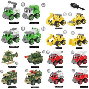4PCS Diecast Model Car DIY Construction Series Toys Set Various Detachable Assembly Sliding Vehicle Educational Gift for Boys Children