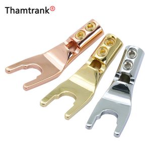 10pcs gold plated copper plugs u y type high quality banana speaker wire connector with double screw locks