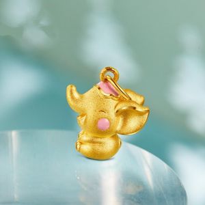 Charms Cute Yellow Gold Elephant Pendant Bracelet Necklace Hand Made Fans Accessories Woman Girl Diy Lovely Jewelry Gift
