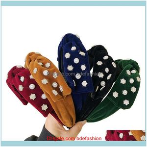 Wholesale big head bands for sale - Group buy Headbands Jewelry Jewelryhigh End Aessories Women Solid Color Veet Big Bow Full Of Drill Headband Girl Wild Luxury Hair Band Headwear Drop D