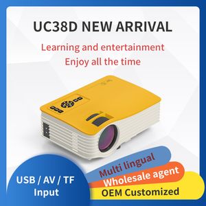 wired films toptan satış-1080 P HD LED Projektör UC38D Tel Aynalama Projektör Telefon Film Videosu için Online Sınıf Açık Film Beamer Ev Oyun Projetors