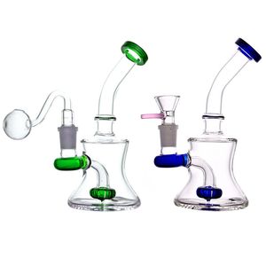 2PCS Glass Beaker Bong Mini Water Pipes inline matrix percolator mm recycler Dab Rigs Oil wax Rig with oil burner pipes