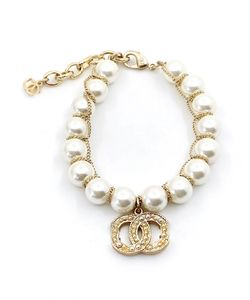 Märke Women Armband Strands Beaded Necklaces Ss Designer Smycken Big Pearl Chain Armband