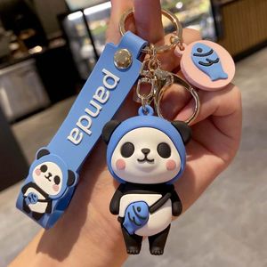 милый брелок для ключей от panda оптовых-Мультфильм брелок Panda Creative Ins индивидуальность автомобиля ключ цепь милые животные кулон кукла сумка орнамент силиконовые куклы
