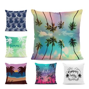 almohadas de estilo de playa al por mayor-Simple y popular estilo tropical cojín conjunto palma playa coco hojas sala de estar sofá decoración funda de almohada almohada
