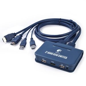 Ljudkablar Connectors Port USB KVM Switch Switcher med kabel för dubbelskärm Keyboard Mouse Support Desktop Controller Switchin