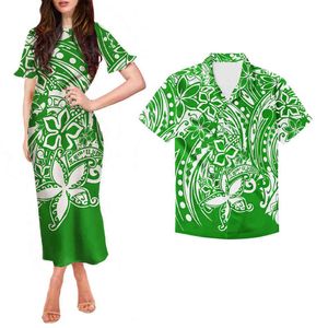 Nowy projekt Dwuczęściowy zestaw Para Odzież męska Koszula Plus Damska Party Maxi Sukienka Polinezyjska Plemienna Para Dress Odzież Y1204
