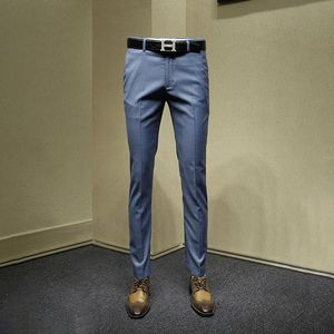 Męskie spodnie męskie Sukienka Niebieski Slim Fit Suit Formalne Pant Dla Biznesowego Mężczyzna Dorywczo Ślub Groom Nosić Jesień Mody Spodnie
