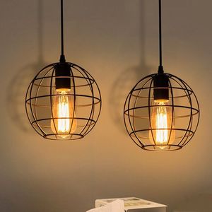Creative small iron cage line pendant lamp retro ceiling chandelier hanging light for home store restaurant decoration F PL18291