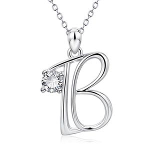 Pendant Necklaces Minimalist Silver Color A B X Z Letter Name Initial For Women Girls Long Big Necklace