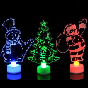 weihnachtsfaseroptik großhandel-Weihnachtsdekorationen Mini Baum Schneemann Santa Lampe Licht Bunte LED Faseroptik Nachtlicht Kinder Weihnachten Geschenk Dekoration Nacht Leuchtetier Spielzeug
