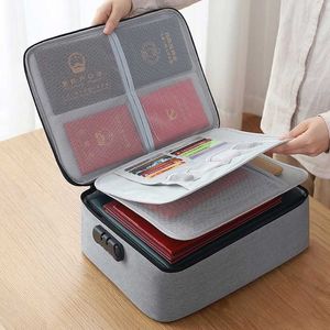 New large capacity multi function certificate storage bag with lock family multi layer document passport card bag sorting box