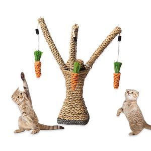 Kot Zabawki Sisal Draping Zabawki Gałąź Drzewna Trawa Rope Post Pet Pet Kitten Platforma Skokowa Z Marchewowym Zabawa Design