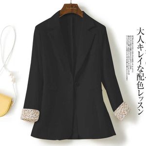 Wholesale womens printed blazers resale online - New Women s Spring Jacket Fashion OL Jacket Female Oversize Floral Sleeve Single Button Blazers White Black Women s Suit H0918