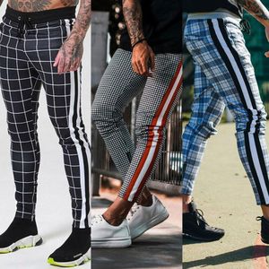 Wholesale mens slim fit plaid pants resale online - Men Plaid Jogger Casual Pants Urban Hip Hop Harem Trousers Slim Fit M XL Men s