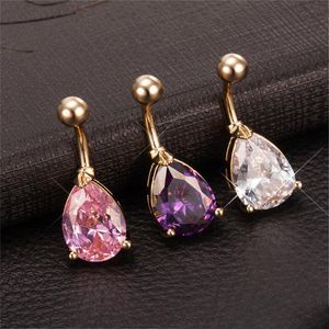 Wholesale piercing hot for sale - Group buy Women Fashion Body Piercing Belly Jewelry K Yellow Gold Plated Waterdrop Sexy Bikini Belly Button Rings for Hot Girls