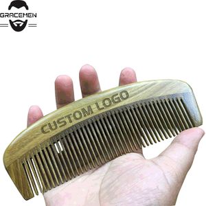 Wholesale big hair combs resale online - MOQ Customized LOGO Big Size Beard Comb Anti Static Hair Combs Handmade Premium Natural Green SandalWood Wood Brush for Men Women