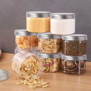 20st ml ml Plastbehållare Balm Clear Round Wide Mouth Aluminium Cap Refillable Canister Travel Bottle Pot Storage Jars
