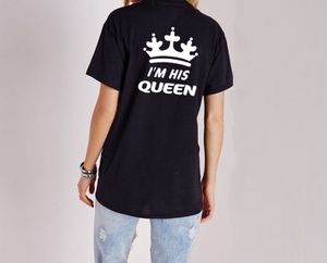 Brand t shirt Couple Novelty Lover s T shirt Creative Printed King Queen Letter Tops Men Women Crown O neck Tees Summer