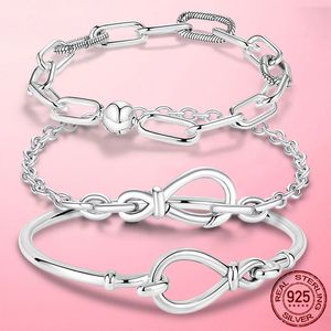 925 sterling silver Me bracelet suitable for Pandora charm beads fashionable infinite knot luxury jewelry for women