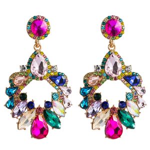 Bling Iced Out Drop Earrings Luxury Waterdrop Crystal Rhinestone Dangles Women Fashion Jewelry Colorful Glass Drill Statement Chandelier Party Christmas Gifts