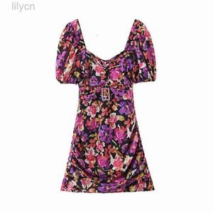 Wholesale sweetheart mini dresses for sale - Group buy Red Sexy Sheath mini dress recommend puff Half sleeve french stylish sashes backless print dress women dropshipping