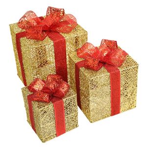 Wrap prezent sztuk Christmas Box Wielofunkcyjny Żelazny Złoty Dom Ornament Rzemiosło Świąteczna atmosfera Dla Dzieci Przyjaciół Hollow Pudełka