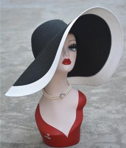Wide Brim hattar cm vikbar överdimensionerad stor solstrand halm sommar bröllop kvinna damer floppy party dressy