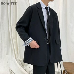 дизайн патч-костюма оптовых-Мужские костюмы Blazers Men Patch Designs Striped One Button Korean Style Мода Chic Mens Eartwears Solid Simple All Match Свободный Студент