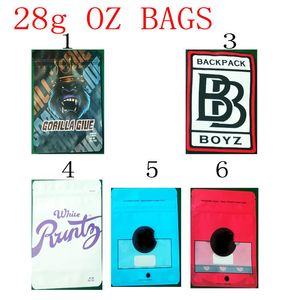 Wholesale packaging bags resale online - EMPTY g OZ PACKAGE SMELL PROOF MYLAR BAG WHITE RUNTZ BACKPACKBOYZ GORILLA GLUE packaging BAGS