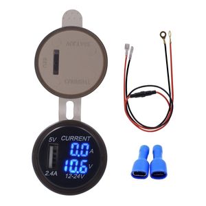 Universal Car Single Port USB Charger Power Outlet Adapter A V IP66 with LED Digital Voltmeter Ammeter cm Cable