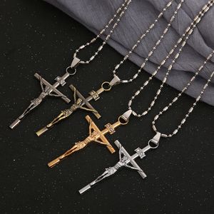 Vintage klassisk punk uttalande halsband trendig manlig silver guld färg crucifix kors jesus bit halsbyxor män smycken