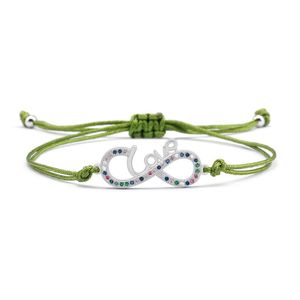 Charm Bracelets Cubic Zirconia Fashion Rope Chain Infinity Sign English Font L O V E Bracelet Women Adjustable Bangle Couple Gift