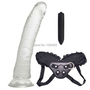 NXY Galaretki Wyczyść Dildo Realistyczne Dildos Dong z Bullet Wibrator Anal Butt Plug Fake Penis Silne Puchar ssący Erotyczne Zabawki dla kobiet