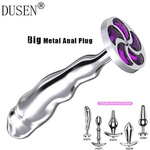 Wholesale big anal steel plug resale online - NXY Anal toys Big Crystal Toys Butt Plug Stainless Steel Sex for Women Adult Products Beads