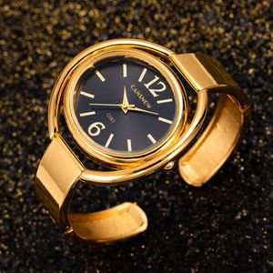 damen armreif einfach gold großhandel-Armbanduhren Luxus Frauen Uhren Einfache elegante Damen Bangle Gold Watch Zegarek Damski Edelstahl Damen Wrsiwtwatch Relogio Feminin