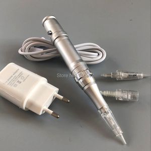 Wholesale silver needle tattoo resale online - classic silver tattoo permanent makeup machine beauty mts eyebrow pen with cartridge needles