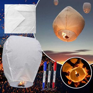 volar linternas al por mayor-Flying Lantern Kongming Piezas Linternas Fiesta De Navidad Y Decoraciones De Boda Libro Blanco Chino Q0810