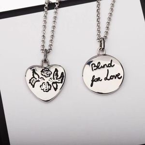 Blind For Love Original Silver Necklace Charm Heart Tiger Lovebirds Pendant Necklaces Designer Key Women DIY Hearts Charm Luxury Jewelry Gift Clavicle Chain