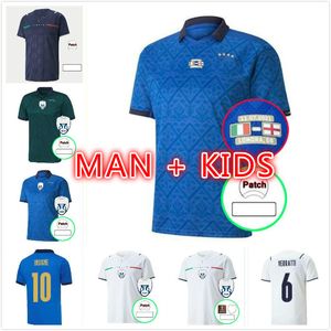 italien national football team kit großhandel-Italien Soccer Jerseys Italia Nationalmannschaft Fussball Hemd Verratti Immobilien Chiesa Herren Kids Kit