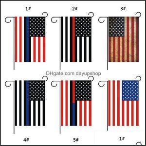 Banner Festive Supplies Home Garden30 Cm American Police Country Flags Party Decoration Blue Line Usa Black White Red Stripe Garden Flag