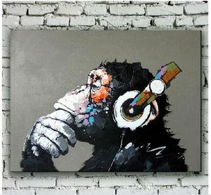 melhor tela para pintura a óleo venda por atacado-Pintados à mão Modern Chimpanzé Animal Pintura A óleo sobre Canvas Orangotanutan Art para decoração de parede ou melhores presentes para amigos